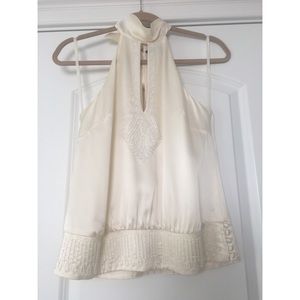 BCBG Beaded Silk High Neck